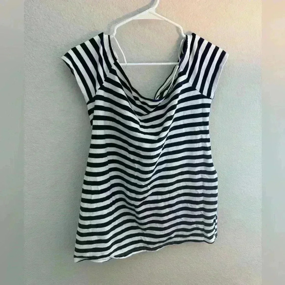 Motherhood Maternity Striped Off the Shoulder Top Blue and White Summer Large - Picture 1 of 4